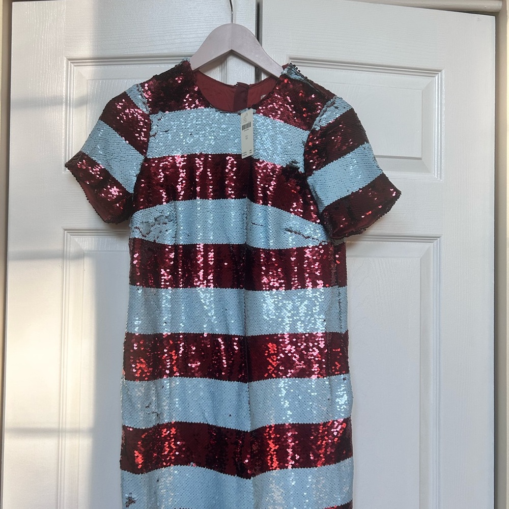 Anthropologie Red and Blue Sequin Dress